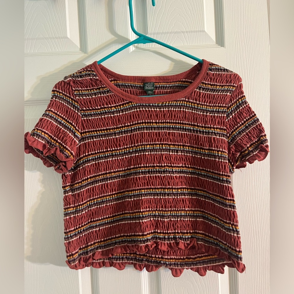 Wild and Fable colorful striped ribbed material crop top